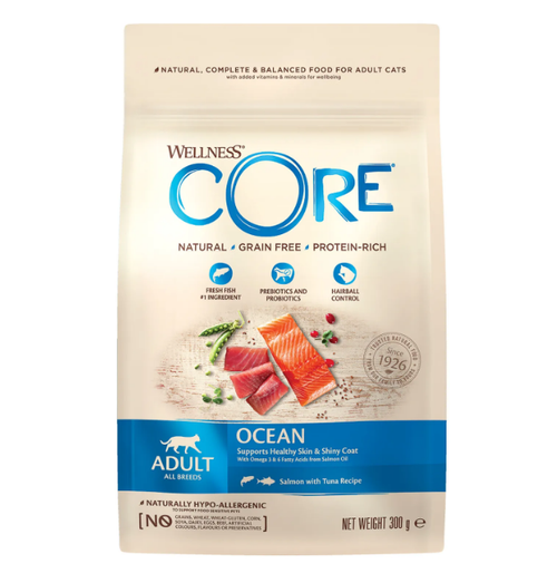 CORE Сухой беззерновой корм из лосося с тунцом для взрослых кошек 300 г