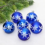 Новогодние шары «Снежный шарм» 6 см (набор 6 шт), Синий