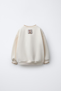 ZARA ТОЛСТОВКА С ПРИНТОМ, ЭКРЮ