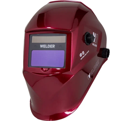 Маска сварочная WELDER ULTRA Ф8 Хамелеон 100x50 мм, DIN 4/9-13 (Внеш. регул), Красный Бургунди, в коробке WDU-Ф8-К-Бургунди