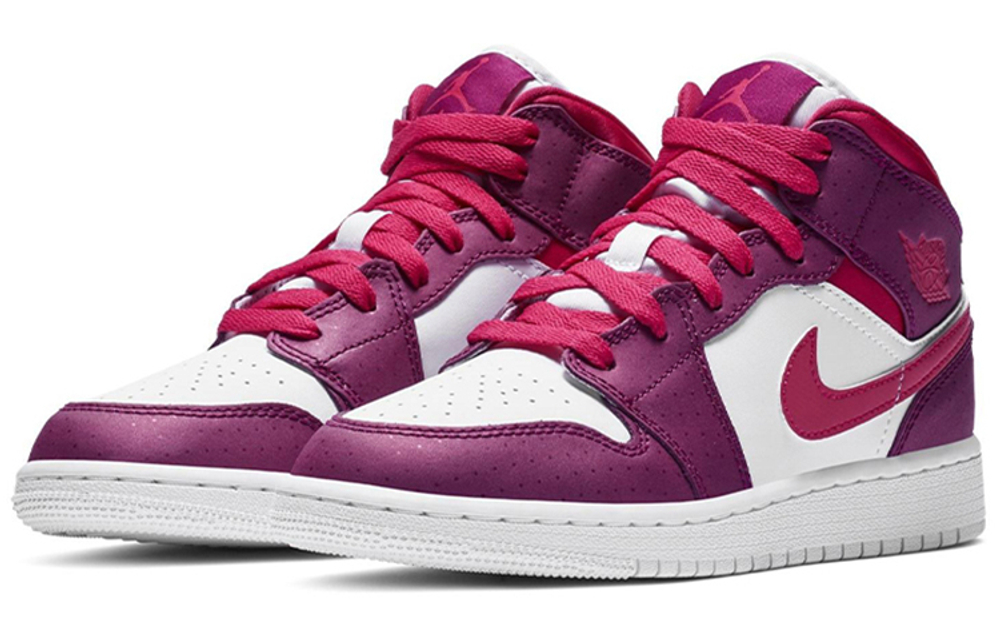 Jordan Air Jordan 1 Mid top Basketball Shoes White Purple Unisex