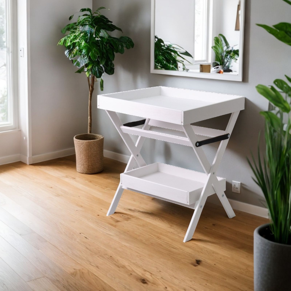 Складной деревянный столик, переносной, поднос, из массива сосны, для сада и дома, для рыбалки, в машину, белый