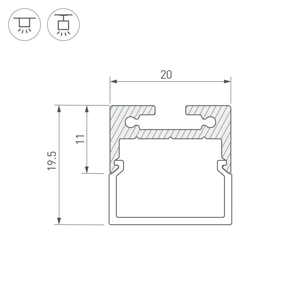 Профиль с экраном SL-LINE-2011M-2500 ANOD+OPAL SQUARE (Arlight, Алюминий) 025870