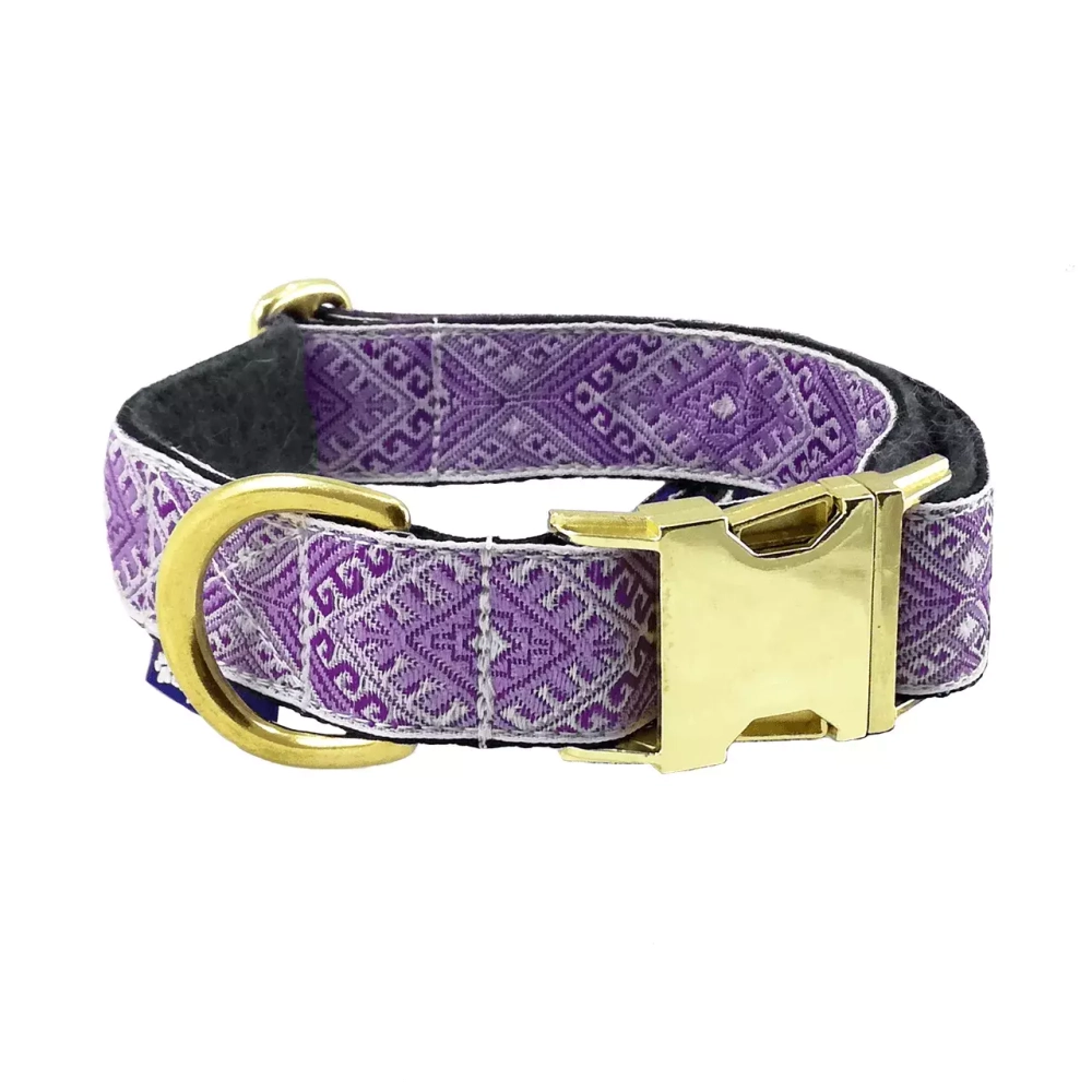 ошейник для средних и крупных собак с металлической застежкой северные мотивы фиолетовый