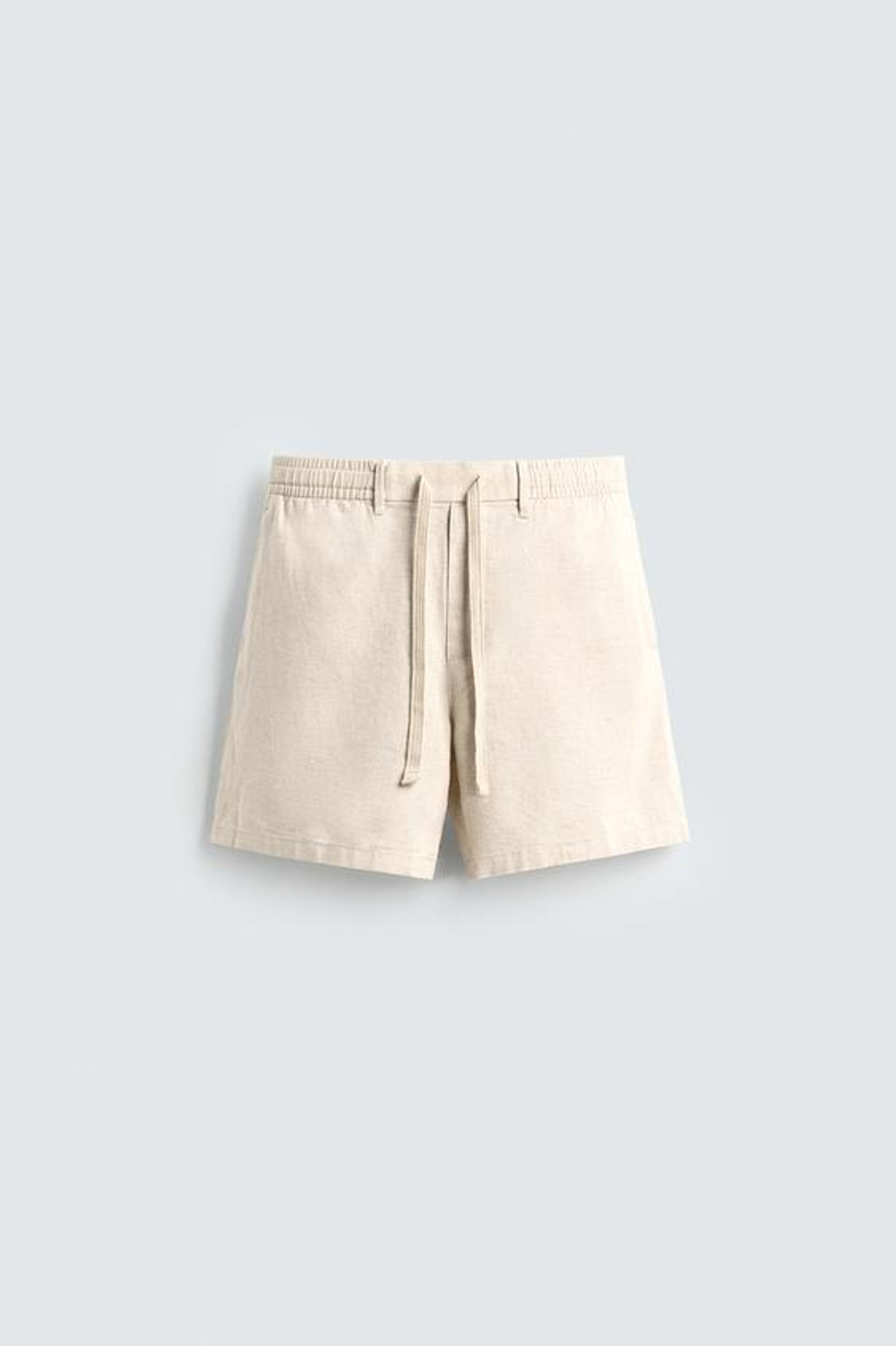 ZARA ШОРТЫ RELAXED FIT ИЗ ХЛОПКА И ЛЬНА, СВЕТЛО-БЕЖЕВЫЙ