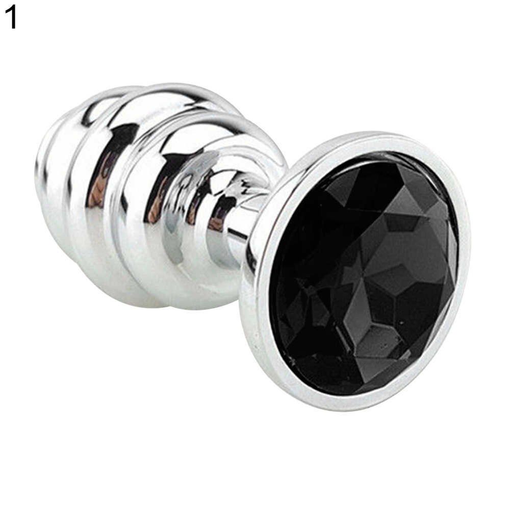 Анальная пробка butt plug silver ребристая черный 8 см
