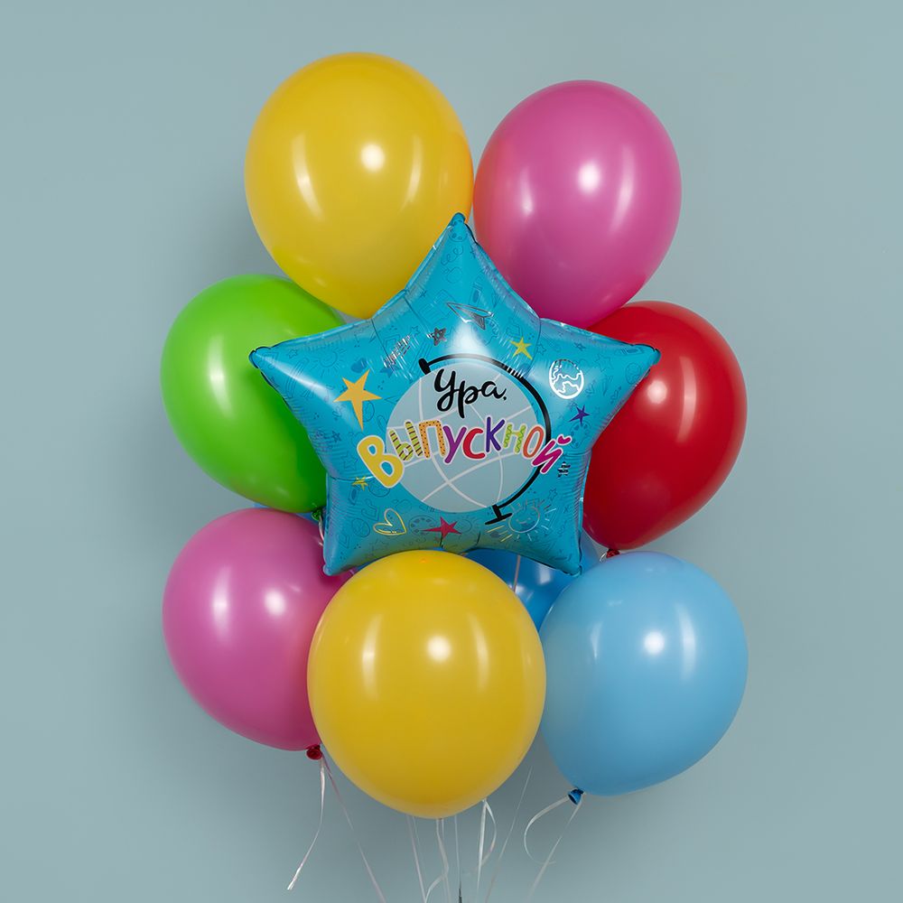 Шар (22''/56 см) Звезда, Ура, Выпускной!, 1 шт. в уп.
