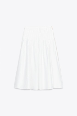 ZARA ЮБКА МИДИ СО СКЛАДКАМИ, БЕЛЫЙ