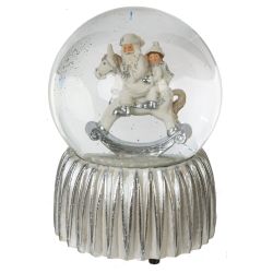 GAEM Фигурка декор в стекл шаре "Дед Мороз на лошадке" (муз с ключ), D 10 см, L10 W10 H15 см