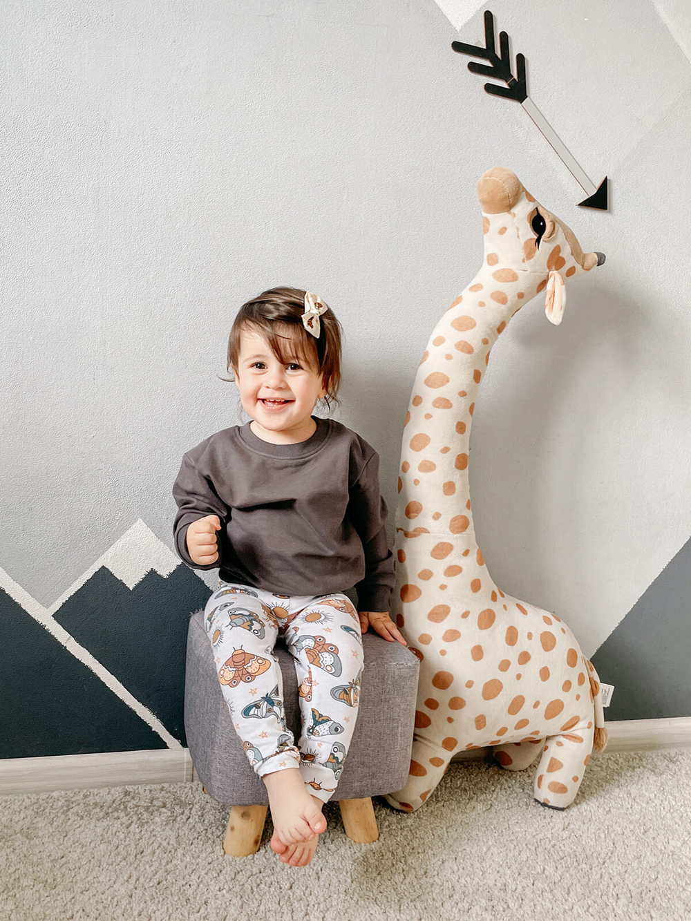 Комплект Mjölk Свитшот Графитовый серый/Легинсы Бабочки, уценка