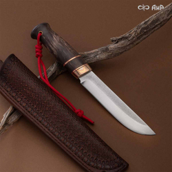 Нож АиР Саамский малый (стаб. к. береза, D2, мокуме, ножны авторские)