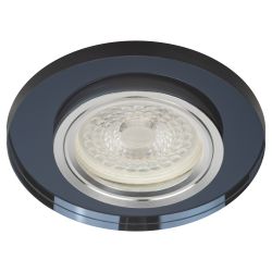 DK7 CH/BK Светильник ЭРА декор стекло круглое MR16,12V/220V, 50W, хром/черный