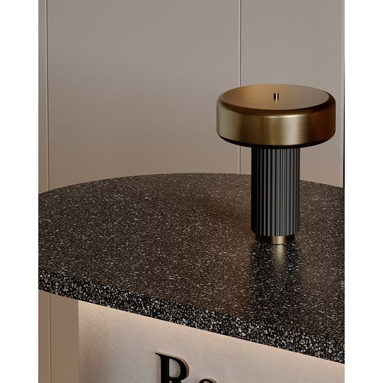 Лампа настольная stone, D27х35 см, черная/золотистая