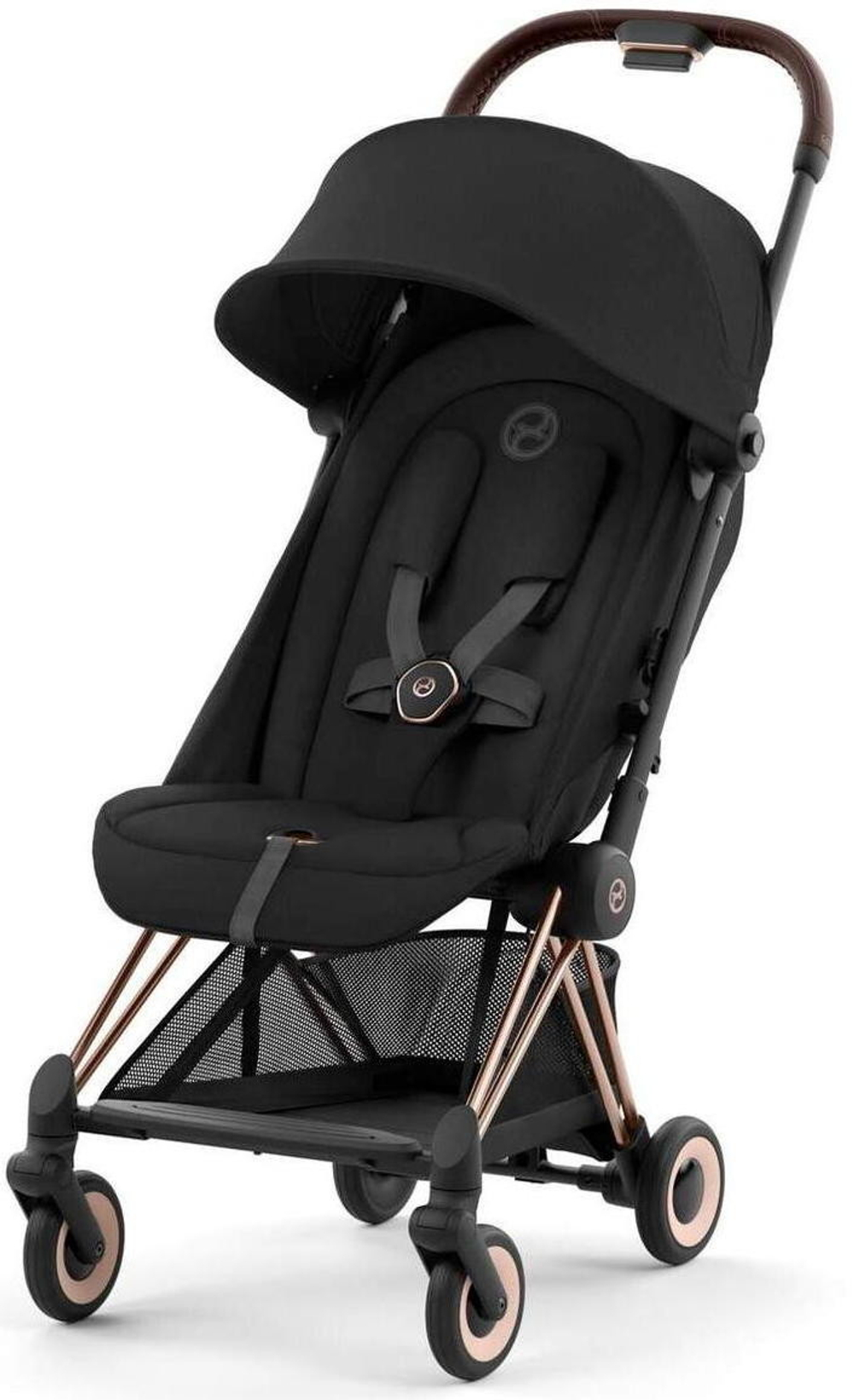 Коляска Cybex Coya Rosegold Frame Cloud G i-Size Fog Grey Sepia Black с дождевиком и бампером