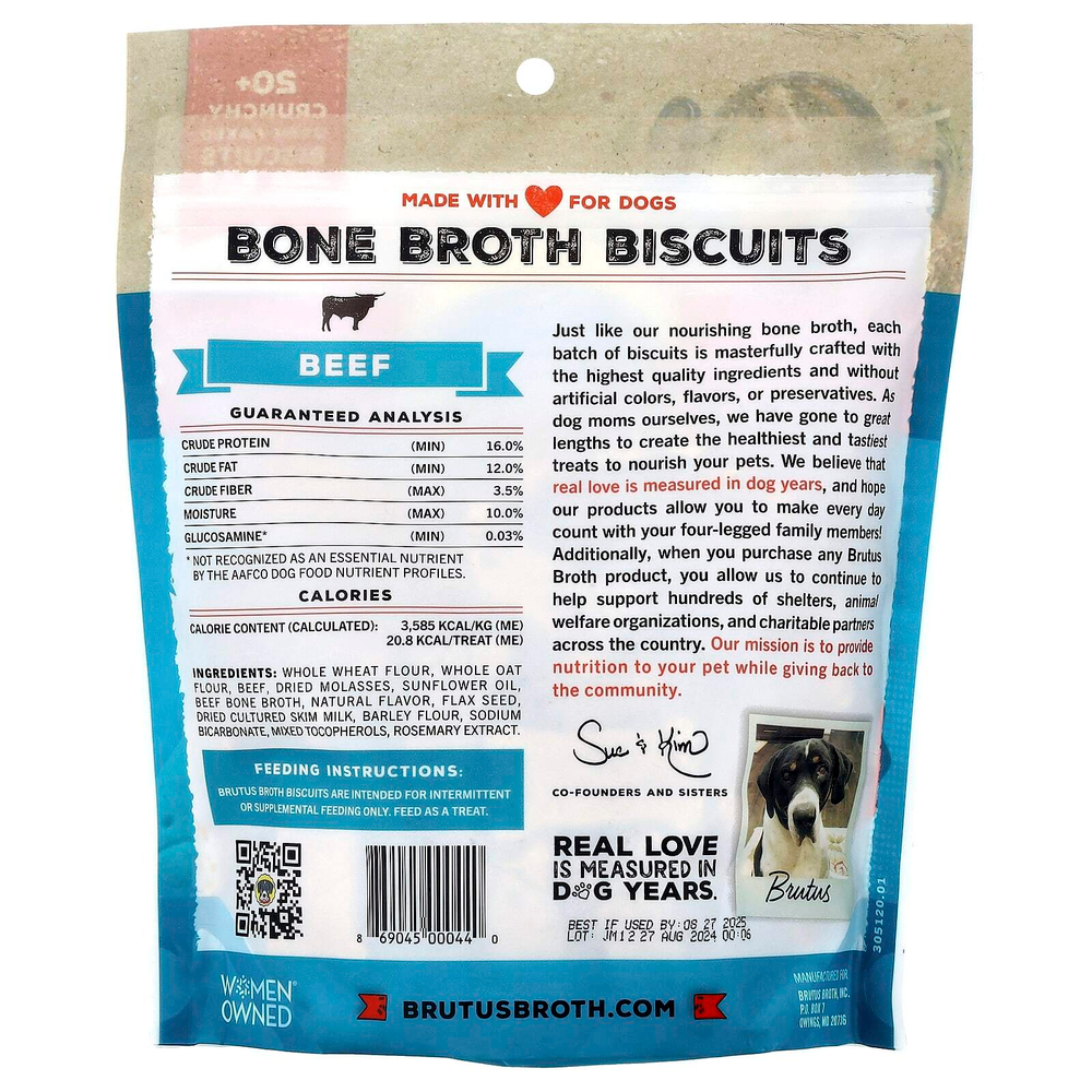 Brutus Bone Broth, печенье, для собак, с говядиной, 226 г (8 унций)