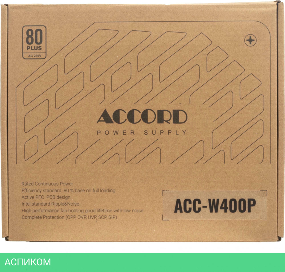 Блок питания Accord ATX 80 Plus 400W White (ACC-W400P)