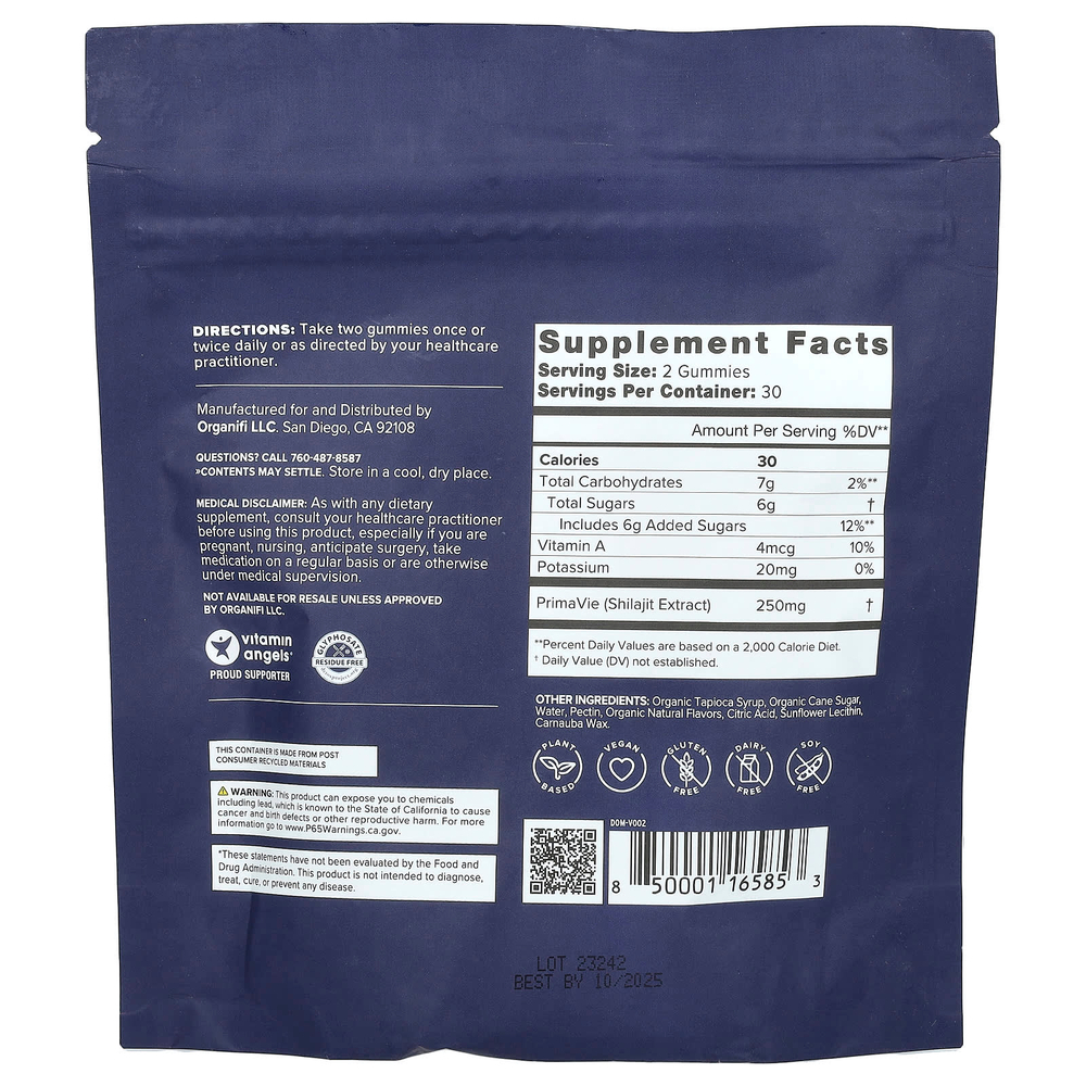 Organifi, Жевательные мармеладки с мумие, ваниль и корица, 60 жевательных таблеток