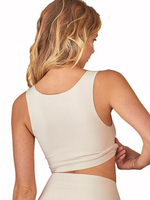 Женский укороченный бесшовный топ (Размер: L) (Цвет: молочный)