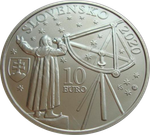 Словакия 10 евро 2020 Максимилиан Хелл Венгерский астроном Серебро