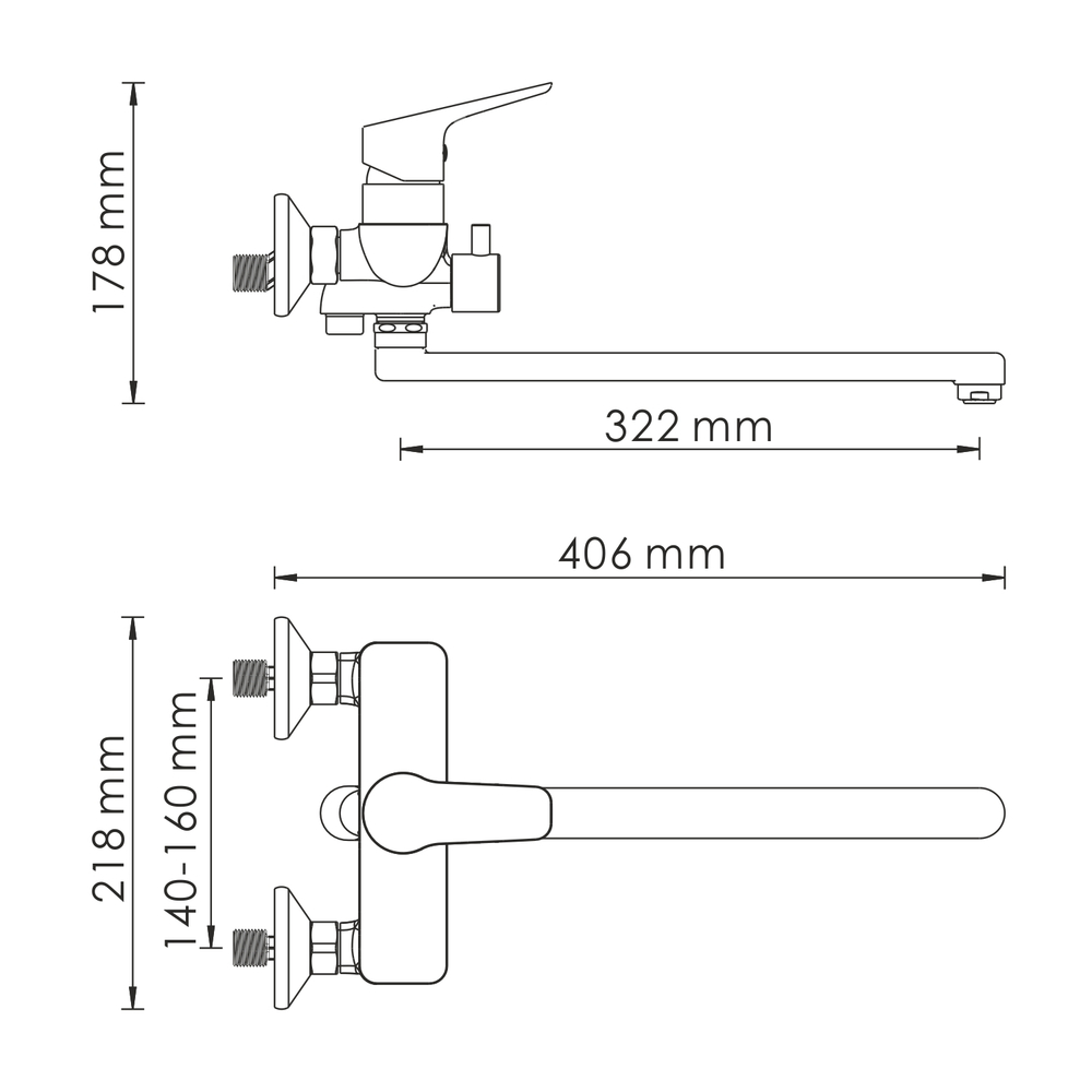 Lippe 4502L Смеситель для ванны с длинным изливом
