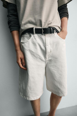 ZARA ШОРТЫ BAGGY FIT, БЕЛЫЙ