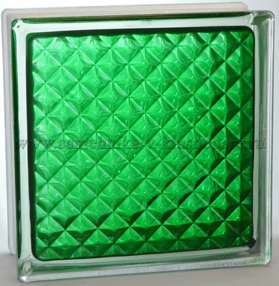 Стеклоблок инка изумруд окрашенный изнутри  Vitrablok  19x19x8