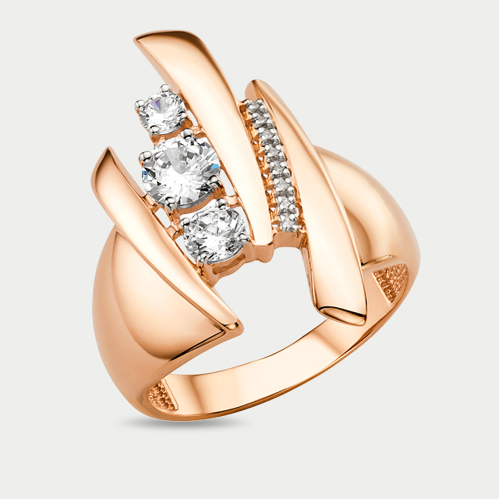 Кольцо женское из розового золота 585 пробы с фианитами (арт. 012161-1102)