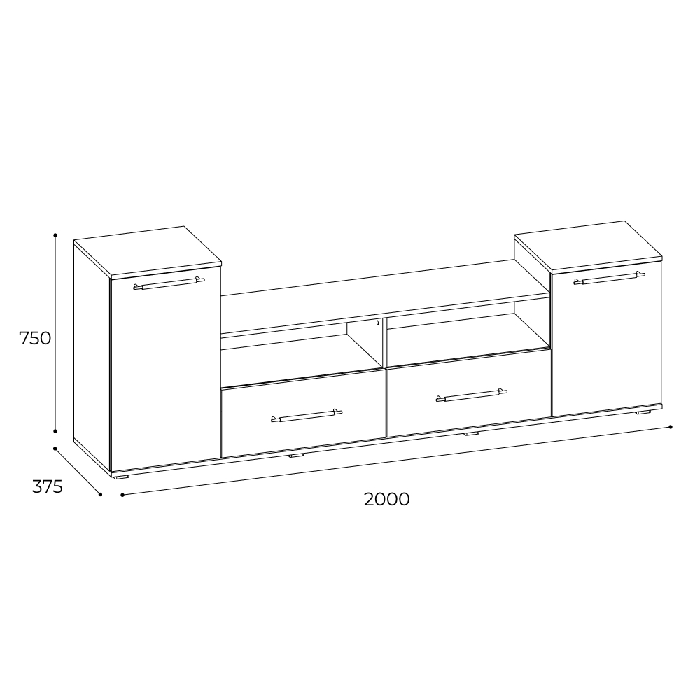 Тумба под ТВ Парус 2, венге/дуб молочный