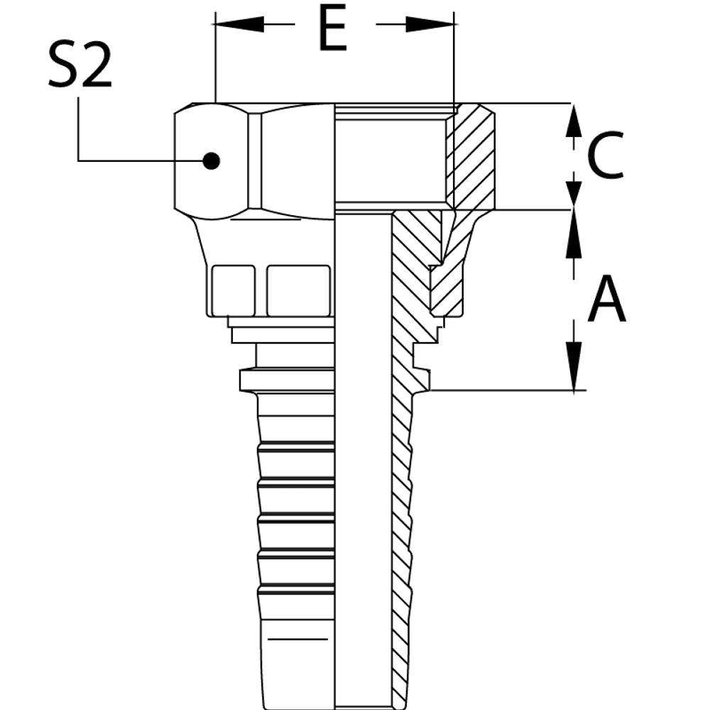 Фитинг DN 20 ORFS (Г) 1.3/16 (накидная гайка)