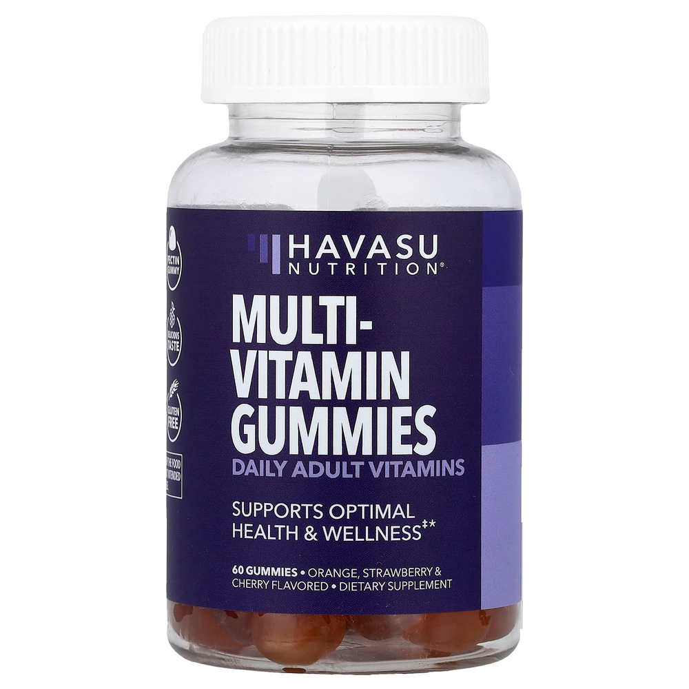 Havasu Nutrition, Мультивитаминные жевательные мармеладки, с апельсином, клубникой и вишней, 60 жевательных таблеток