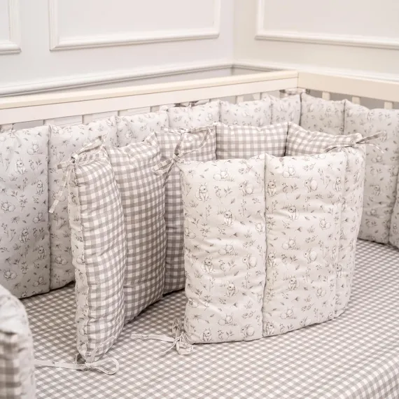 Комплект постельного белья Lollycottons Кролик Лаппин 6 предметов, Серый