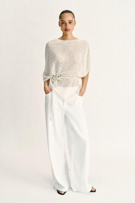 ZARA НАКИДКА АСИММЕТРИЧНОГО КРОЯ С БЛЕСТЯЩЕЙ НИТЬЮ, ЭКРЮ