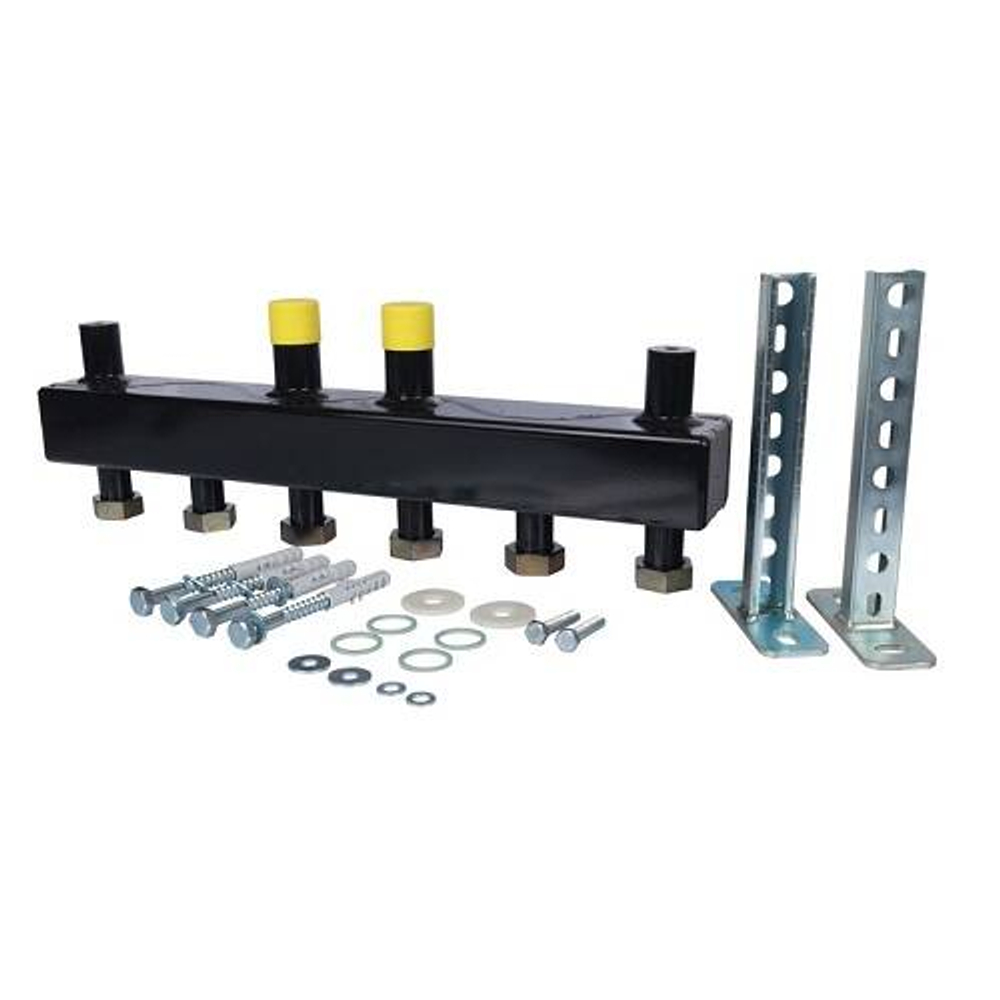 Коллектор котельной разводки STOUT DN20 - 1" на 3 контура 1" (черная сталь)