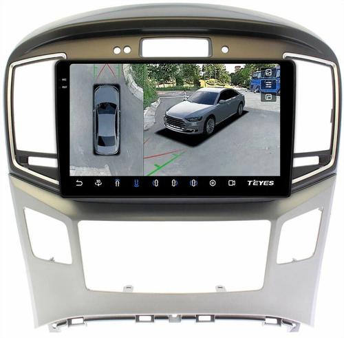 Магнитола для Hyundai H1, Grand Starex 2015-2022 (ШГУ монохром, авто с часами) - Teyes CC3-2K-360 монитор 9.5" 2K QLED на Android 10, Быстрая, CarPlay, 4G SIM-слот, 4 камеры в комплекте
