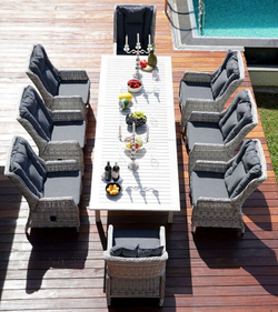 Набор садовой мебели из искусственного ротанга стол ТОСКАНА (алюминий) + 6 кресел ВЕРОНА (сер./коричн. ротанг)