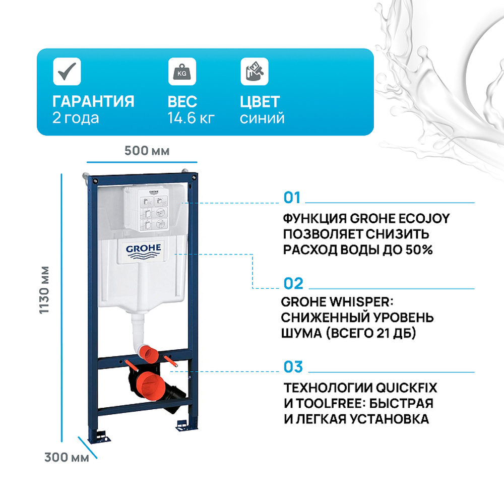 Инсталляция Grohe Rapid SL 38536001 для унитаза без клавиши