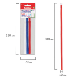 Закладки-ляссе "ТРИКОЛОР" для книг А4 (длина 38 см) ПИФАГОР, клейкий край, 3 ленты, 111647