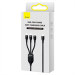 Кабель Baseus Flash Series Ⅱ One-For-Three Fast Charging Cable Type-C to M+L+C 100W 1.5m - Black