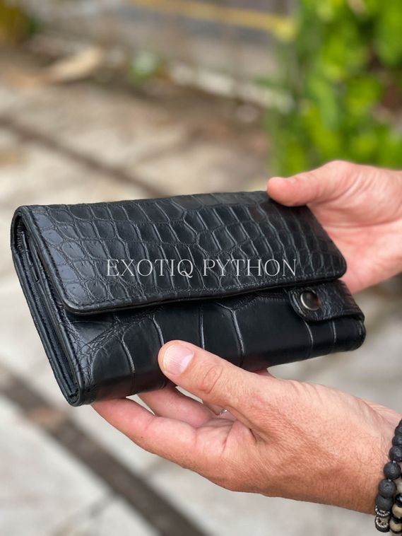 Кошелек из кожи крокодила черного цвета - WA-214