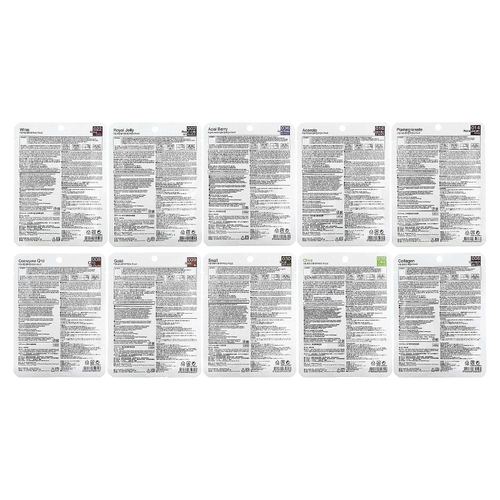 Dermal, Антивозрастные маски с коллагеном, ассорти, 10 шт. По 23 г (0,81 унции)