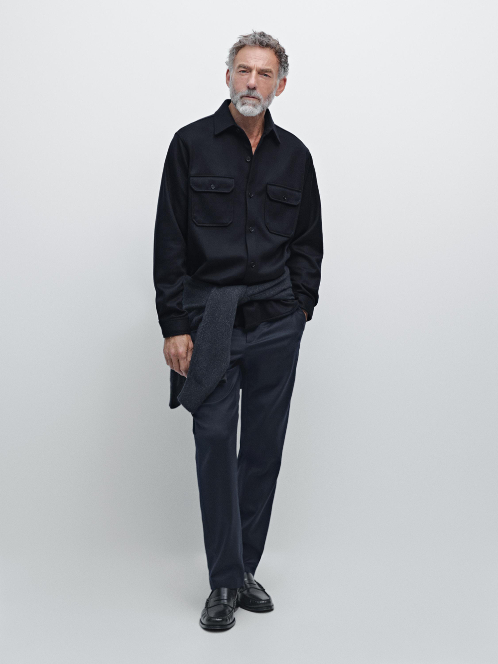 Massimo Dutti Куртка-рубашка с нагрудными карманами, темно-синий