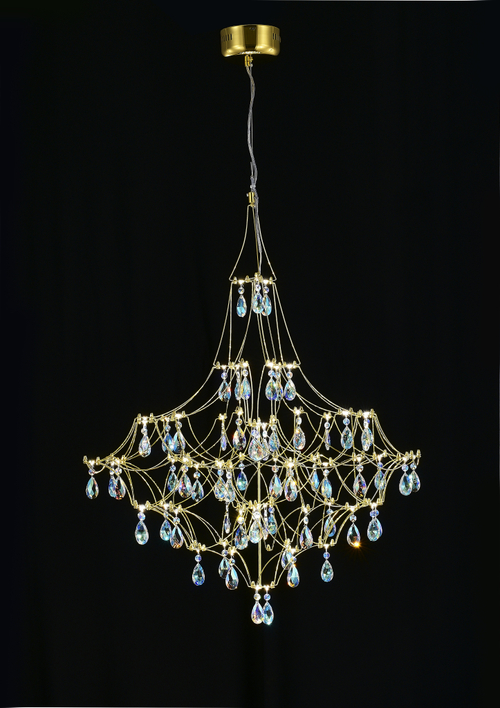 Подвесная люстра светодиодная с пультом и хрустальными подвесками K9 MyFar Allegria MR2642-66P-50СD