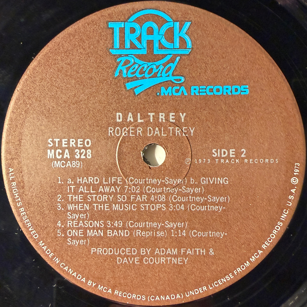 Roger Daltrey ‎– Daltrey (Канада 1973г.)