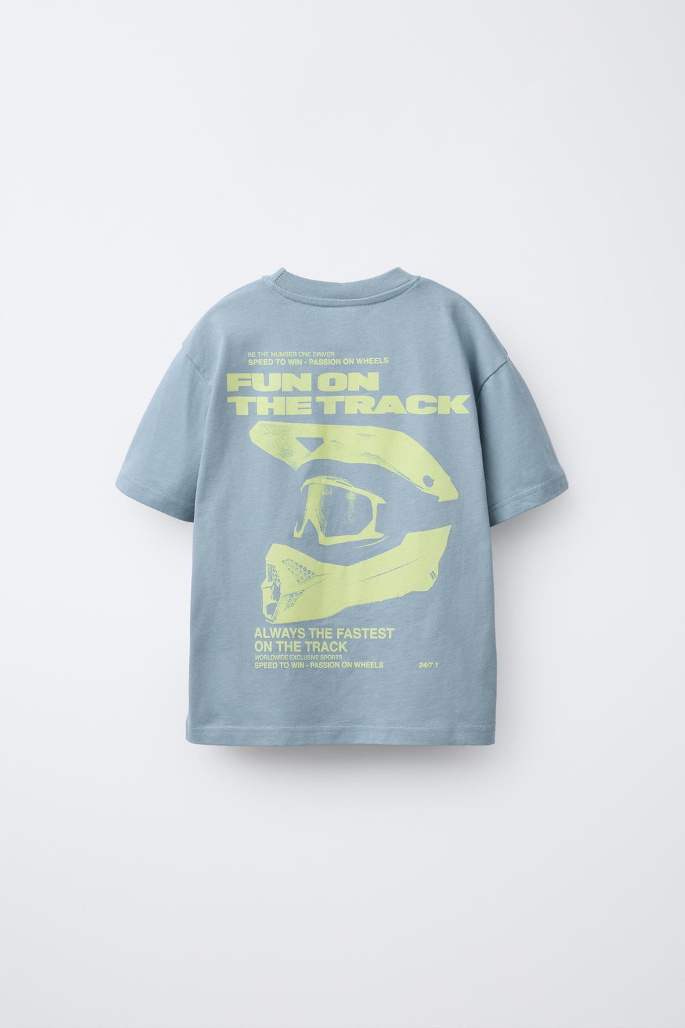 ZARA ФУТБОЛКА С ПРИНТОМ, ГОЛУБОЙ