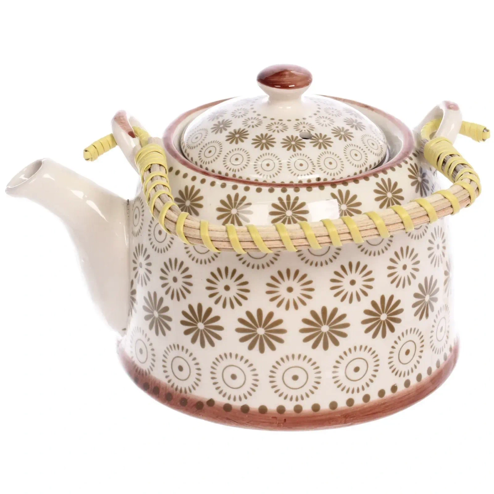 Чайник заварочный керамический 700мл с ситом «Цветочная фантазия»