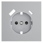 Накладка для розетки с заземлением и защитными шторками, с USB A+C, (серый) Voltum S70 VLS001016