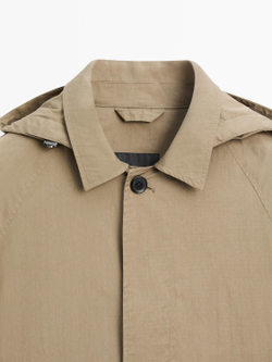 Massimo Dutti Парка из смесового хлопка с карманами, бежевый