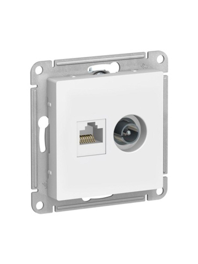 Розетка компьютерная + телевизионная 2-м AtlasDesign RJ45 кат.5E лотос SE ATN001389