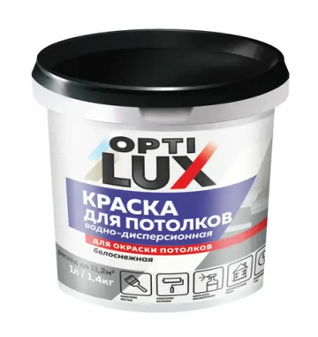 OPTILUX Краска акриловая для потолков белоснежная 1,4кг (ИжСинтез)