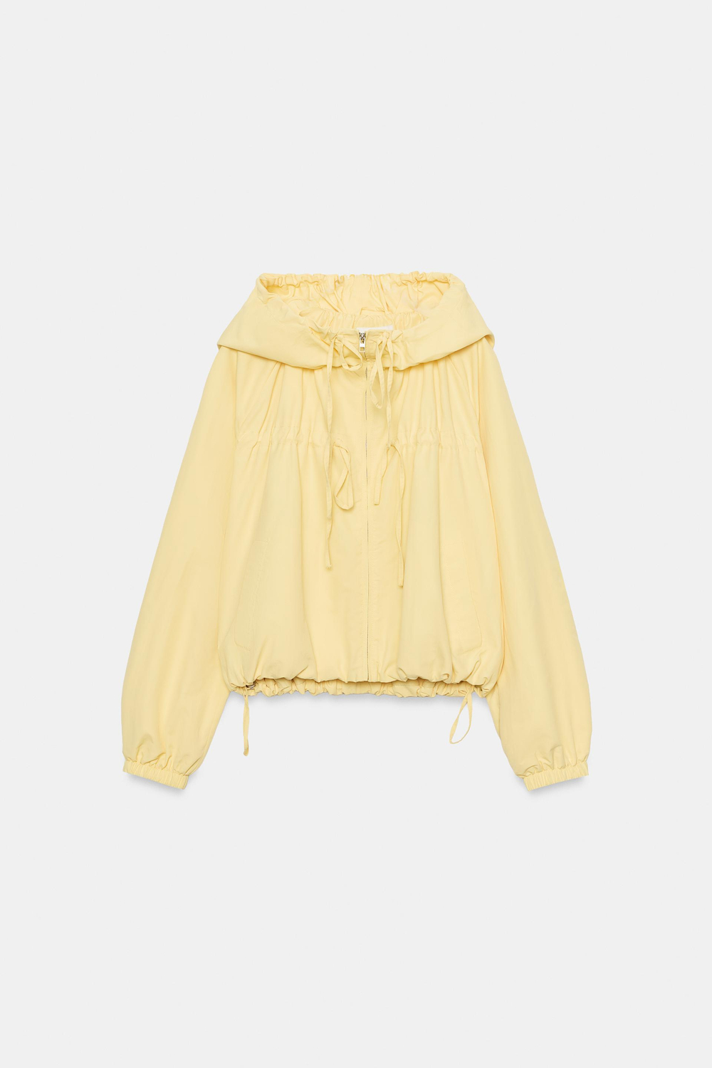 ZARA КУРТКА ИЗ НЕЙЛОНА С ЗАВЯЗКАМИ, ЖЕЛТЫЙ